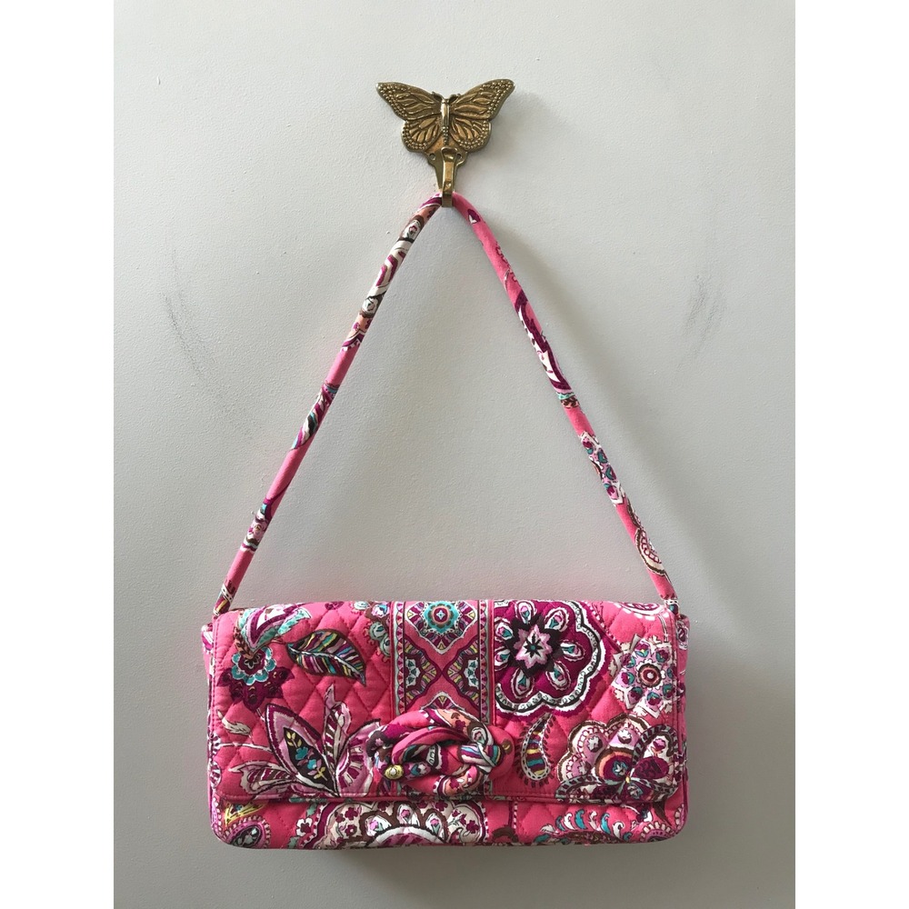 Vera Bradley Shoulder Bag Womens Small Pink Paisley Tea Garden Quilted